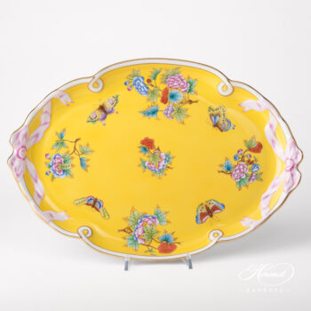 Herend Victoria Tray Yellow Background 20400 VE-FJ