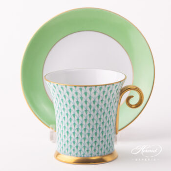 Herend Teacup with saucer Green fishnet 4917000 VHV