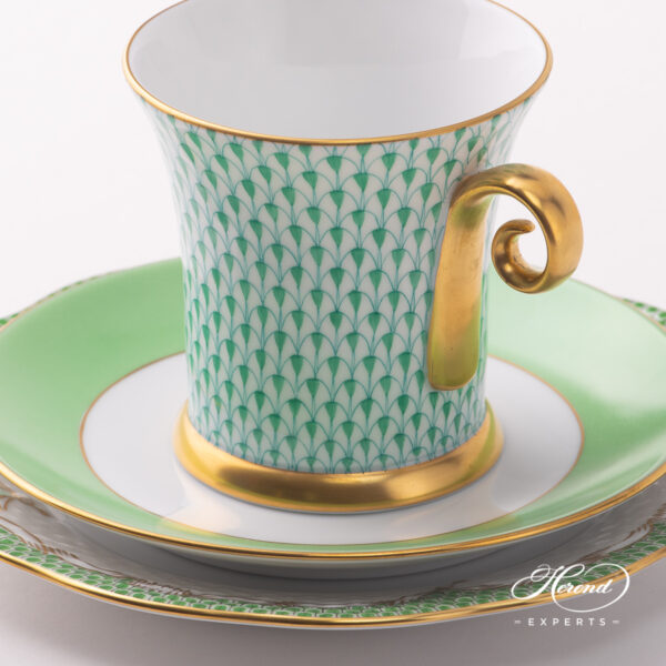 Herend green fishnet Teacup with Dessert plate