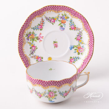 Herend Liechtenstein Pink Teacup w Saucer 724-0-00 LTBS-EPH