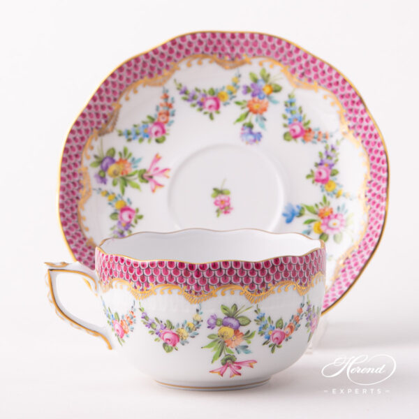 Herend Liechtenstein Pink Teacup w Saucer 724-0-00 LTBS-EPH