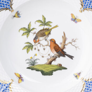 Herend Rothschild Bird blue fish scale Soup plate 504-0-00 RO-EB #10