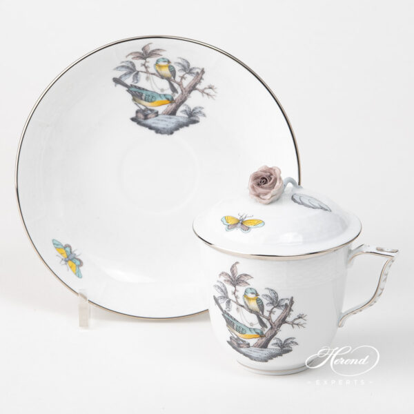 Herend Rothschild Bird platinum chocolate cup 705-0-09 O-ROE-PT
