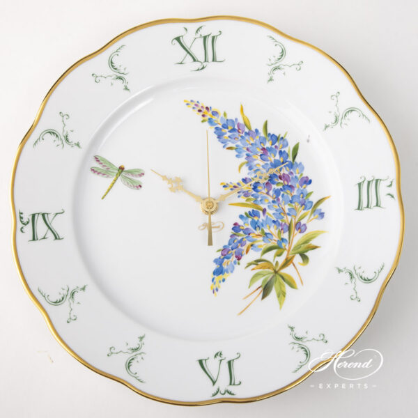 Texas Bluebonnet Wall Clock of Herend 527-0-47 FLA-BB