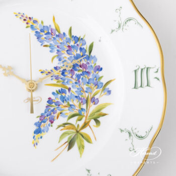 Texas Bluebonnet Wall Clock of Herend 527-0-47 FLA-BB