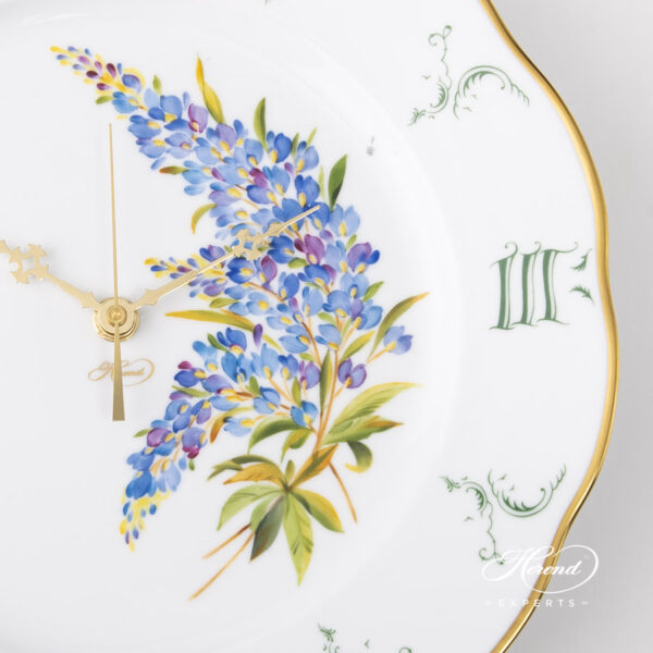 Texas Bluebonnet Wall Clock of Herend 527-0-47 FLA-BB