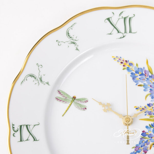 Texas Bluebonnet Wall Clock of Herend 527-0-47 FLA-BB
