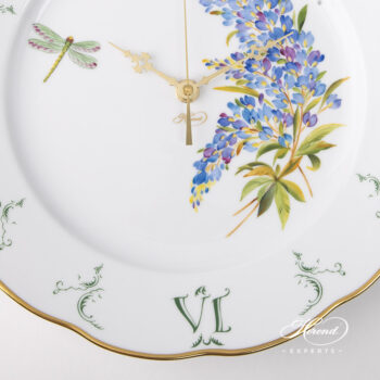 Texas Bluebonnet Wall Clock of Herend 527-0-47 FLA-BB