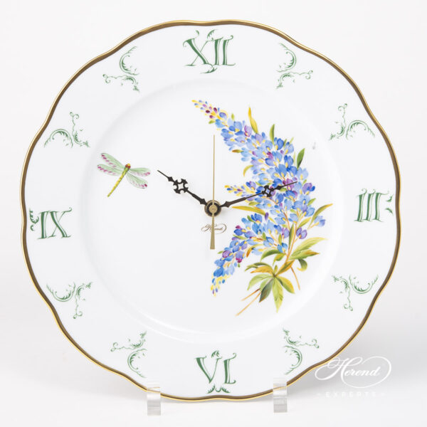 Texas Bluebonnet Wall Clock of Herend 527-0-47 FLA-BB