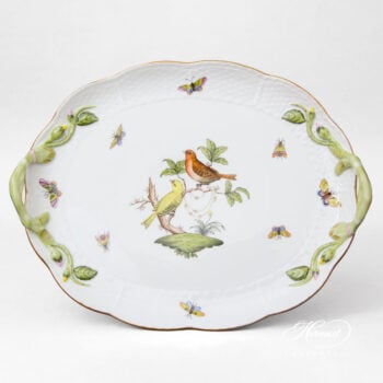 Herend Rothschild Bird Cake plate with handles 411-0-00 RO