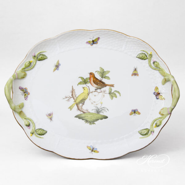 Herend Rothschild Bird Cake plate with handles 411-0-00 RO
