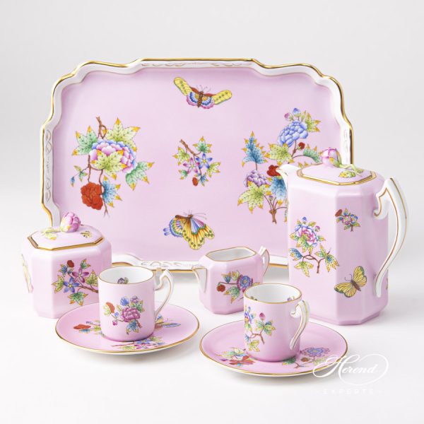 Herend Victoria Coffee set on Pink background VE-FP-1