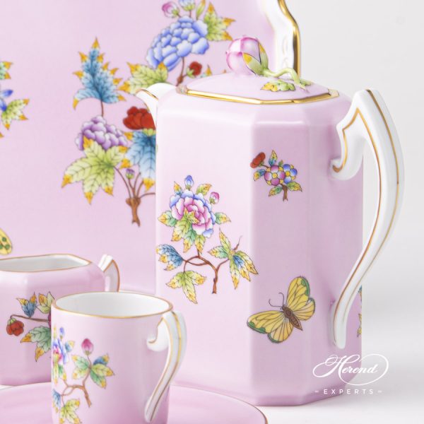 Herend Victoria Coffee set on Pink background VE-FP-1