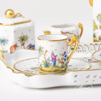 Asian Garden Coffee set FODO Hand-painted with Oriental Showmen figurines of Herend