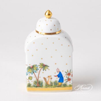 Herend Tea Caddy Asian Garden - Oriental Showmen 6377-0-15 FODO