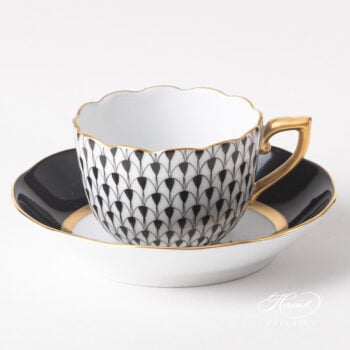 Herend Fishnet Espresso Cup Black Gold 20711-0-00 VHN CN01