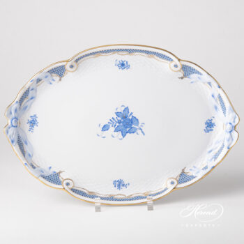 Herend Apponyi Blue Ribbon Tray with fishnet 400-0-00 AB-ETB1
