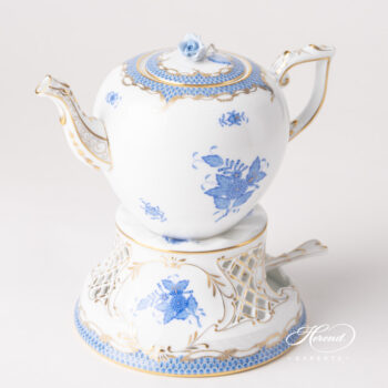 Herend Apponyi Blue Teapot With Teastove AB-ETB1