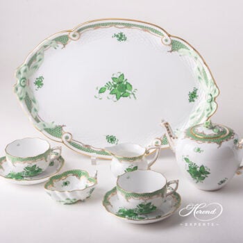 Herend Chinese Bouquet green Tea Set for two AV-ETV