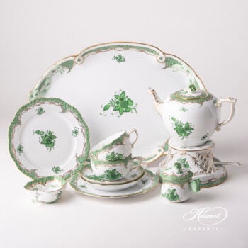 Herend Chinese Bouquet Tea Set w Tray and Stove AV-ETV